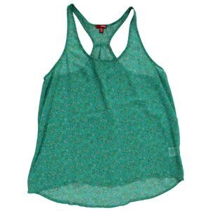 Bongo Green Floral Racerback Tank Top Size Large